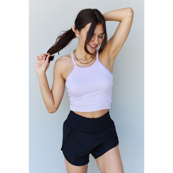 Ninexis Everyday Staple Soft Modal Short Strap Ribbed Tank Top In Lavender - Picture 3 of 5